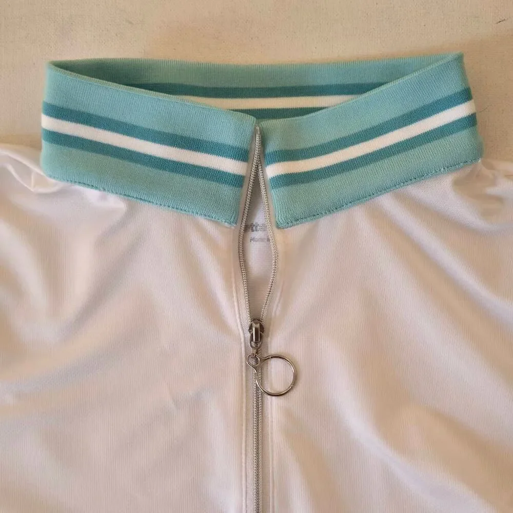 Bette & Court Womens White Short Sleeve 1/4 Zip Golf Polo Shirt Size Large